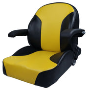 DURAFORCE Yellow Zero Turn Mower Seat w/ Arm Rests and Slides John Deere Cub Cadet Hustler