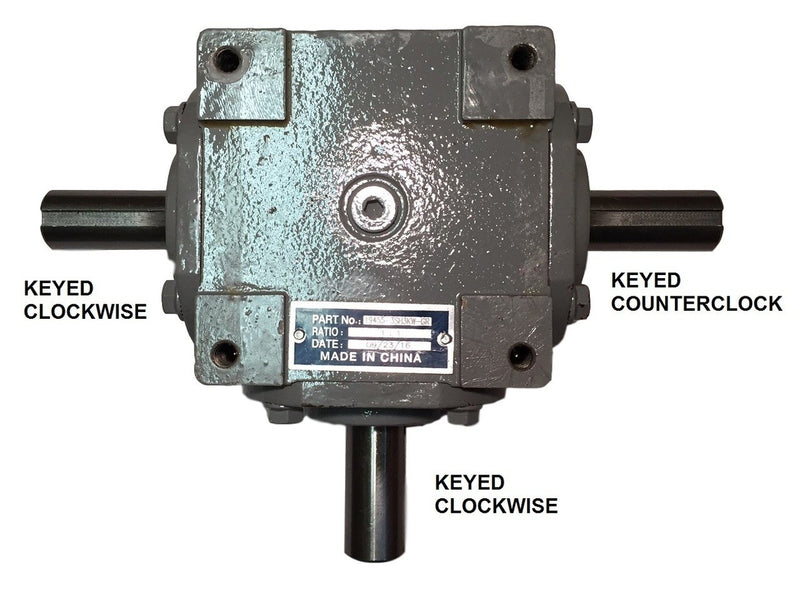 DURAFORCE 40 HP Right Angle Bevel Gearbox With 3 Keyed Shafts 1:1