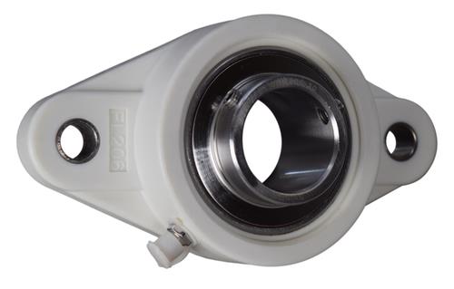 DURAFORCE 1-1/4" Stainless Steel Plastic Two Bolt Flange Bearing MUNCFL206-20, YCJT-1-1/4S