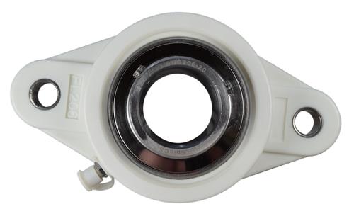 DURAFORCE 1-1/4" Stainless Steel Plastic Two Bolt Flange Bearing MUNCFL206-20, YCJT-1-1/4S