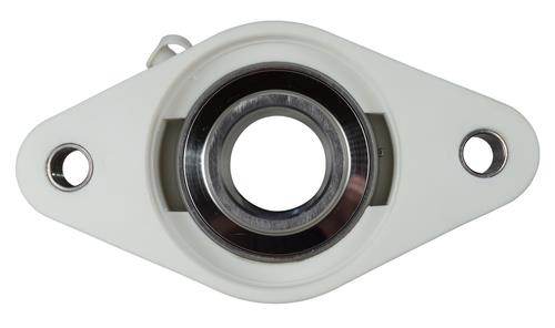 DURAFORCE 1-1/4" Stainless Steel Plastic Two Bolt Flange Bearing MUNCFL206-20, YCJT-1-1/4S