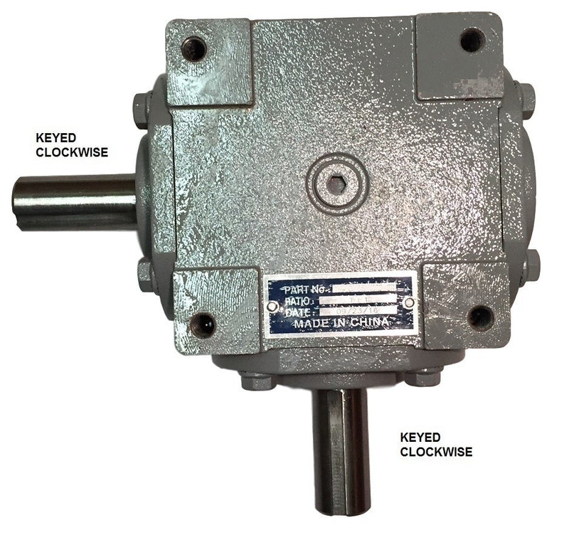 DURAFORCE 40 HP Right Angle Bevel Gearbox with 2 Keyed Shafts CW/CW 1:1