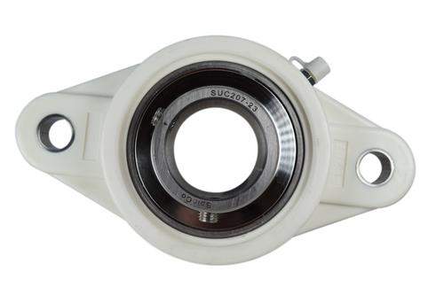 DURAFORCE 1-7/16" Stainless Steel Plastic Two Bolt Flange Bearing MUNCFL207-23 YCJT-1-7/16