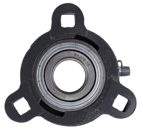 DURAFORCE 1-1/8" Three Bolt Flange Bearing W/ Lock Collar SATRD206-18G, VF3E-118, VF3E-118