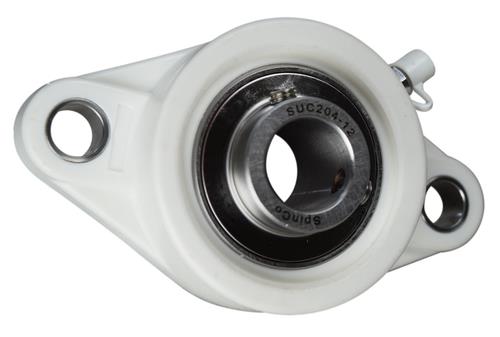 DURAFORCE 3/4" Stainless Steel Plastic Two Bolt Flange Bearing MUNCFL204-12, YCJT-3/4-PT