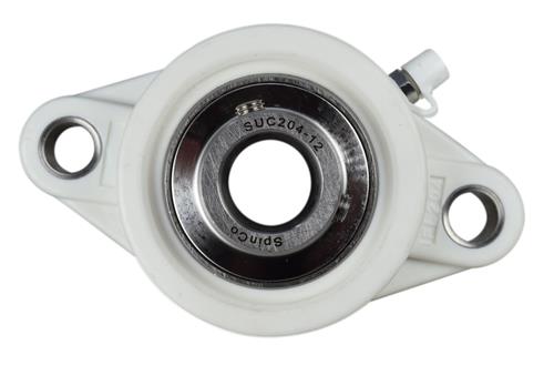 DURAFORCE 3/4" Stainless Steel Plastic Two Bolt Flange Bearing MUNCFL204-12, YCJT-3/4-PT