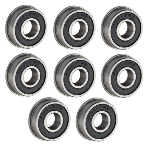 DURAFORCE (8 Each) FR4-2RS Flanged Sealed Radial Ball Bearing 1/4 ID X 5/8 OD X 0.196" W