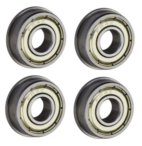 DURAFORCE (4 Pack) FR4-ZZ Flanged Shielded Radial Ball Bearing 1/4 ID X 5/8 OD X 0.196" W