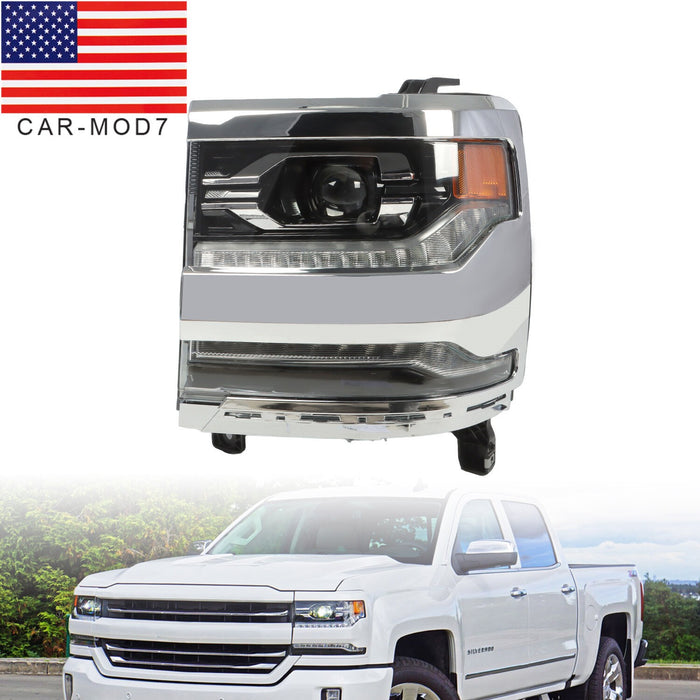 DURAFORCE 2016-18 Chevy Silverado 1500 Left Chrome DRL Projector Full LED Headlight