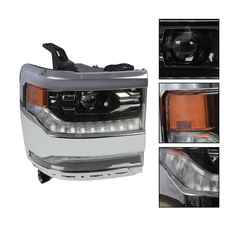DURAFORCE 2016-18 Chevy Silverado 1500 Right Chrome DRL Projector Full LED Headlight