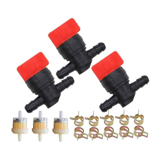 DURAFORCE 1/4" Inline Fuel Gas Filter Shut Off Valve Clamp for Briggs & Stratton 3-Pack