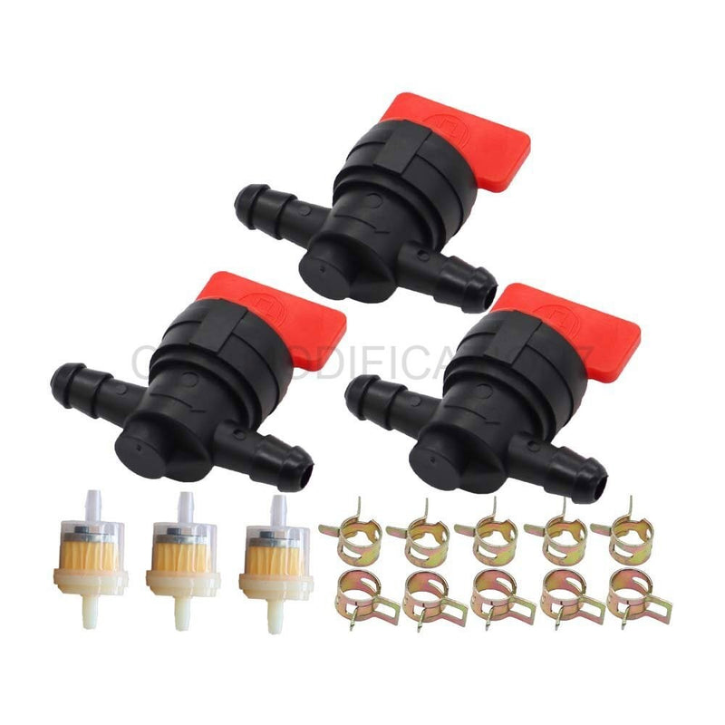 DURAFORCE 1/4" Inline Fuel Gas Filter Shut Off Valve Clamp for Briggs & Stratton 3-Pack
