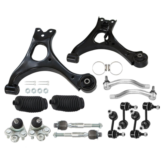 DURAFORCE 14" Lower Control Arms Ball Joint Sway Bar Tie Rod for 2006-2011 Honda Civic