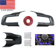 DURAFORCE Carbon Fiber Steering Wheel Cover Trim Accessories for Ford Mustang 2015+