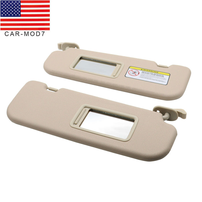 DURAFORCE 2x Beige Sun Visor w/Mirror Right & Left Hyundai Elantra MD 2011-2015
