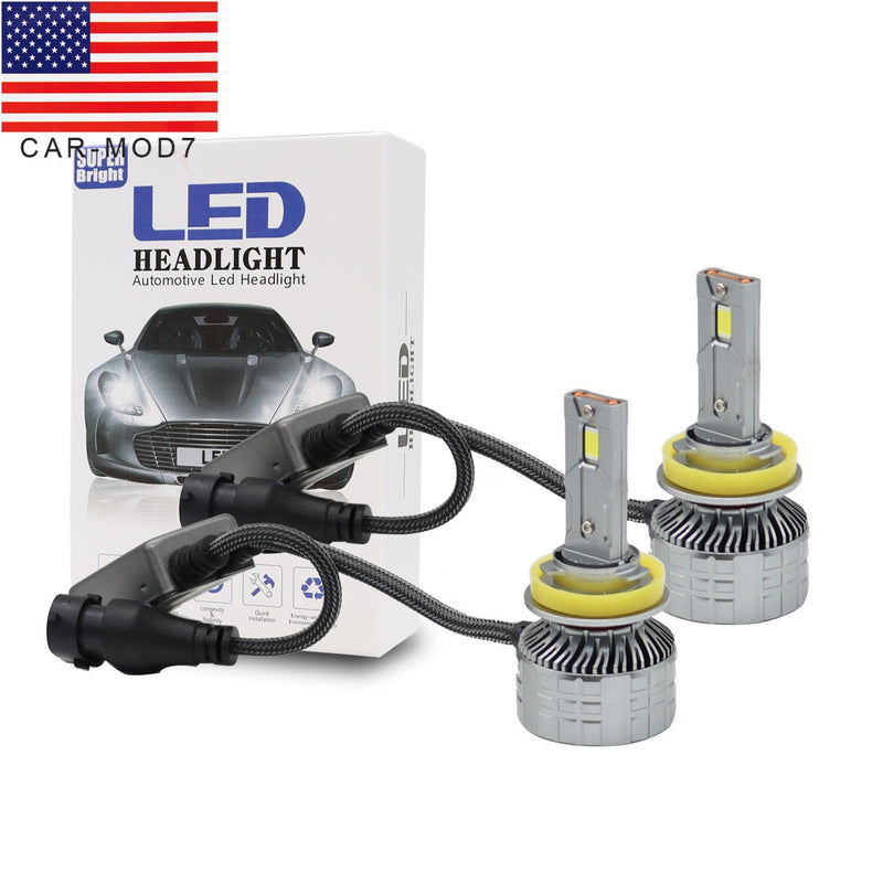 DURAFORCE H11 LED Headlight Kit 6000K White High Low Beam Bulbs 2-Sides