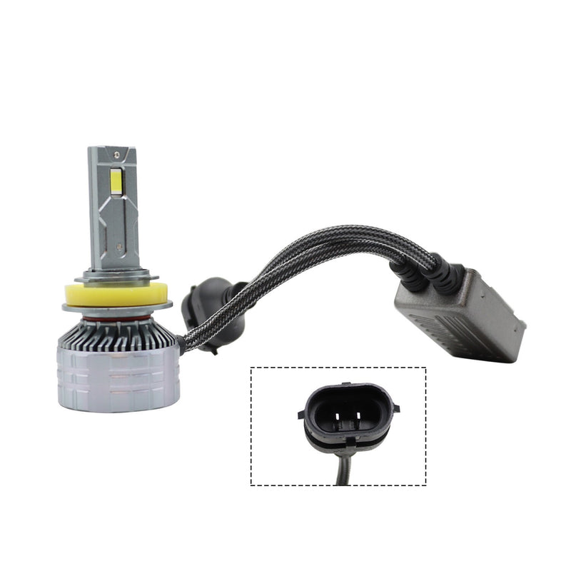 DURAFORCE H11 LED Headlight Kit 6000K White High Low Beam Bulbs 2-Sides