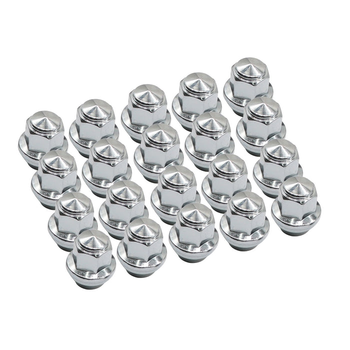 DURAFORCE 20Pcs 14x1.5 Chrome Lug Nuts ACPZ1012M/D for 2015-23 Ford Edge Mustang