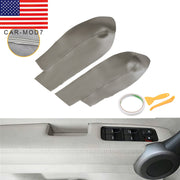 DURAFORCE 2pcs Front Armrest Door Panels Cover Gray Leather for 2007-2012 Honda CR-V