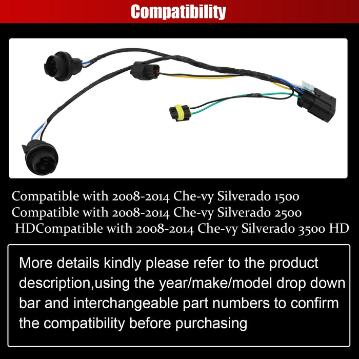 DURAFORCE 2PCS Headlight Wiring Harness for Chevrolet Silverado 1500 HD 2007-2013 25962806