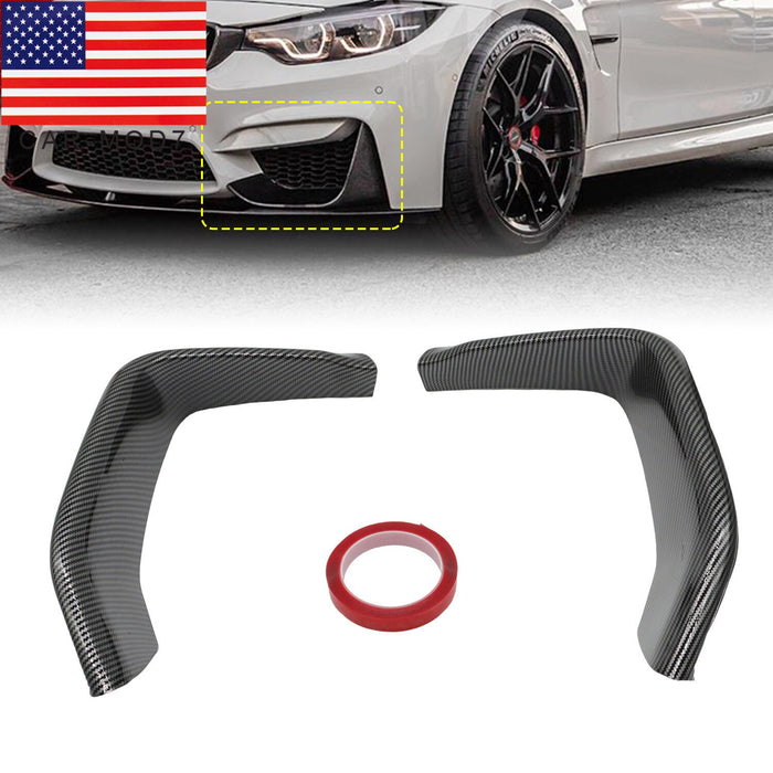 DURAFORCE 2Pc Carbon Fiber Front Bumper Splitters Lip for 2015-2019 BMW F80 M3 M4 F82 F83