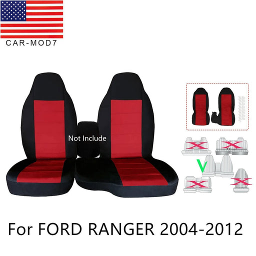 DURAFORCE 2PC Front Seat Covers for Ford Ranger 2004-2012 60/40 Highback Replacement