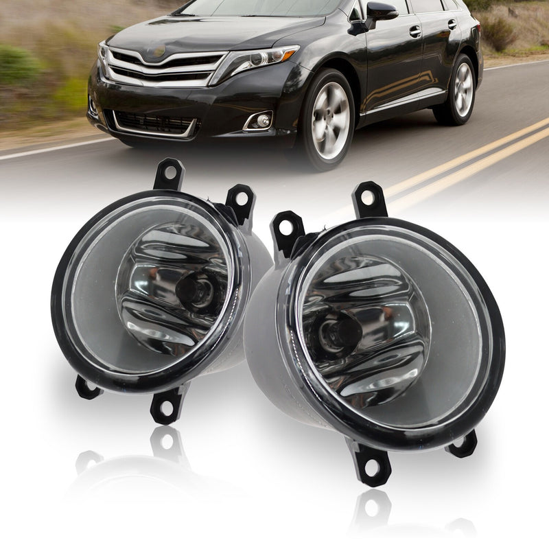 DURAFORCE 2Pcs Clear Lens Fog Lights Bumper Replacement for Toyota Venza 2009-2015