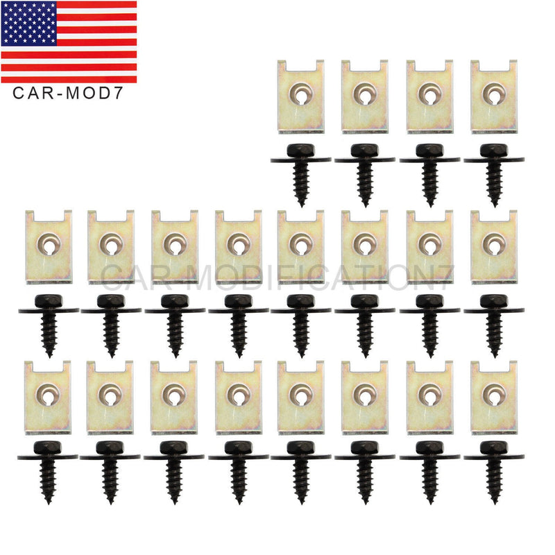 DURAFORCE 40Pcs Metal Car Fender Bumper Retainer U Nut Clips Body Screw Fasteners
