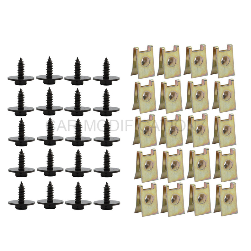DURAFORCE 40Pcs Metal Car Fender Bumper Retainer U Nut Clips Body Screw Fasteners