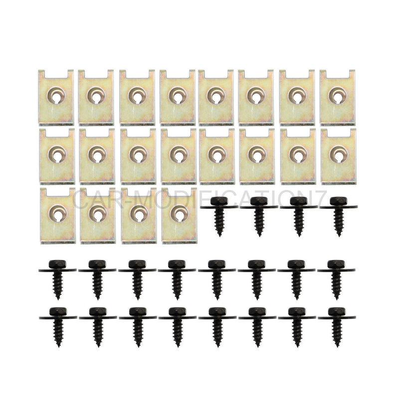DURAFORCE 40Pcs Metal Car Fender Bumper Retainer U Nut Clips Body Screw Fasteners