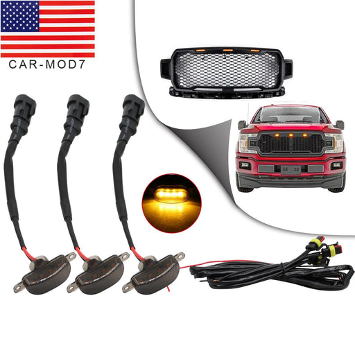 DURAFORCE 3X Amber LED Raptor Style Front Grille Lights for Ford F150 F250 F350