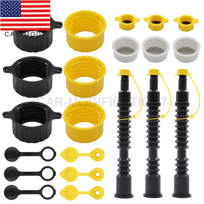 DURAFORCE 3PK Replacement Fuel Spout with Vent Kit for Old Gas Can Diesel Water Jug