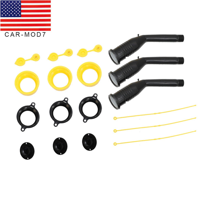 DURAFORCE 3-Pack Gas Can Spout Replacement Kit with Nozzles, Screw Collar & Vent Caps