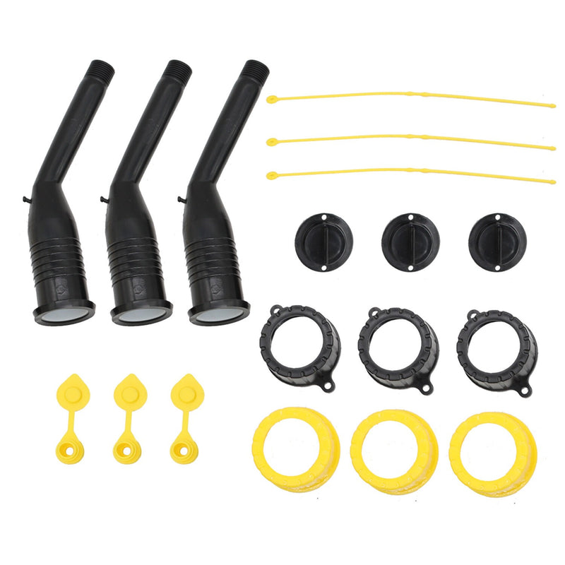 DURAFORCE 3-Pack Gas Can Spout Replacement Kit with Nozzles, Screw Collar & Vent Caps