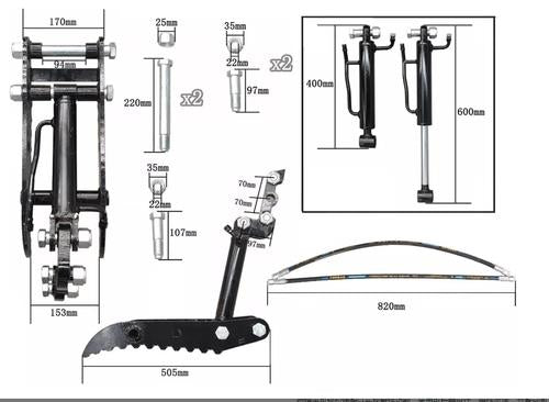 DURAFORCE Hydraulic Thumb Clip Attachment 3-Hole for Mini Excavator Small Digger Crawler