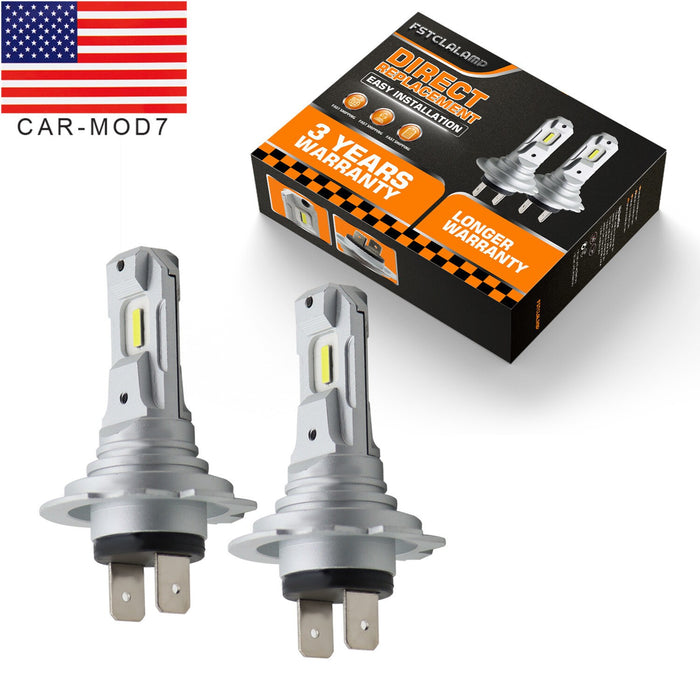 DURAFORCE 2x H7 LED Headlight Bulbs 6500K White 100W 40000LM High Low Beam Kit