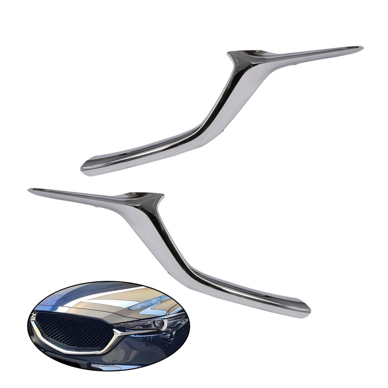 DURAFORCE 2Pcs Front Bumper Grille Chrome Trim Left & Right for Mazda CX-5 2017-2021