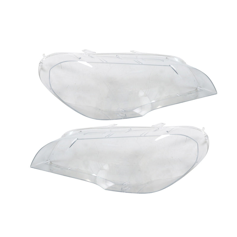 DURAFORCE 2x Front Headlight Covers Left Right BMW X5 E70 2008-2013 Clear Lamps