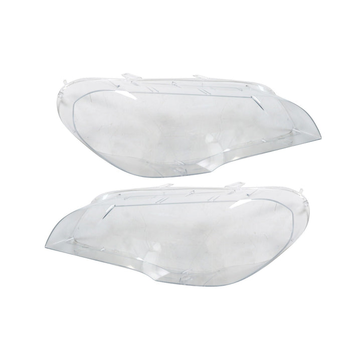 DURAFORCE 2x Front Headlight Covers Left Right BMW X5 E70 2008-2013 Clear Lamps
