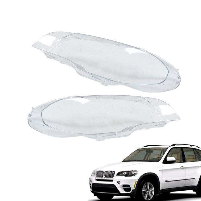 DURAFORCE 2x Front Headlight Covers Left Right BMW X5 E70 2008-2013 Clear Lamps