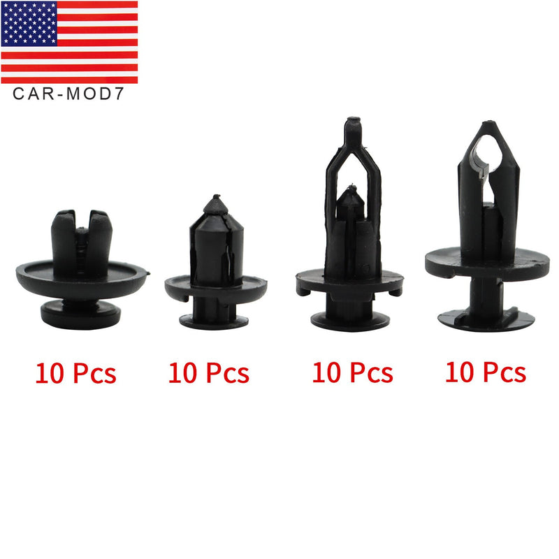 DURAFORCE 40X Car Body Rivet Push Pin Bumper Fender Retainer Trim Moulding Clips Kit
