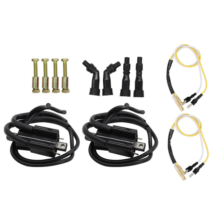 DURAFORCE 2x Ignition Coils & Spark Plug Caps for Suzuki GS550 GS750 GS850 GS1000 GS1100