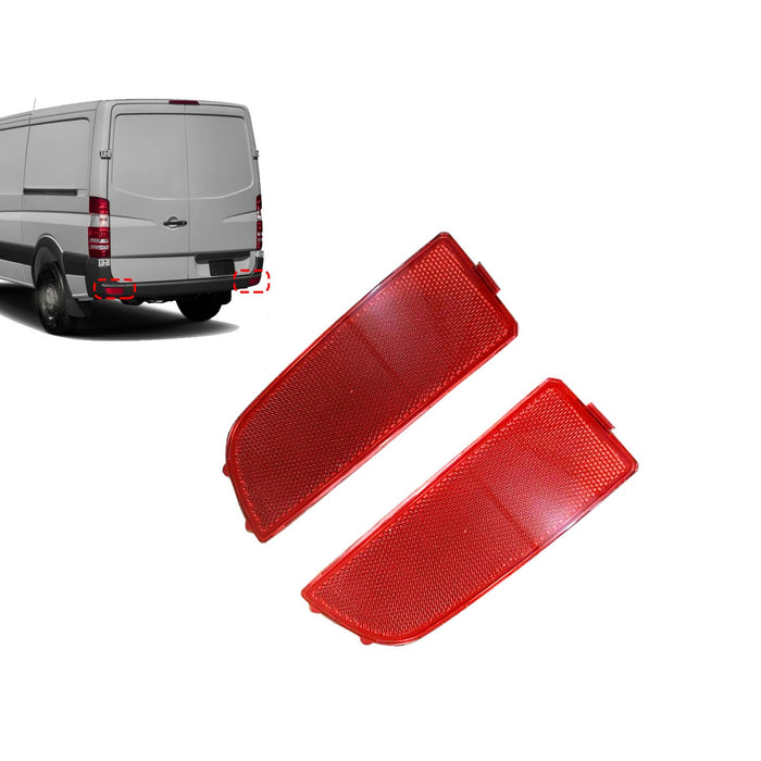 DURAFORCE 2x Red Rear Bumper Reflector Lights for 2010-18 Mercedes Benz Sprinter 2500