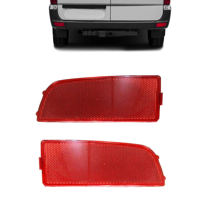 DURAFORCE 2x Red Rear Bumper Reflector Lights for 2010-18 Mercedes Benz Sprinter 2500