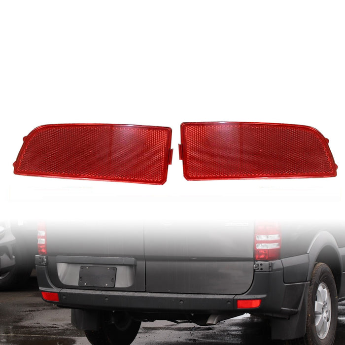 DURAFORCE 2x Red Rear Bumper Reflector Lights for 2010-18 Mercedes Benz Sprinter 2500