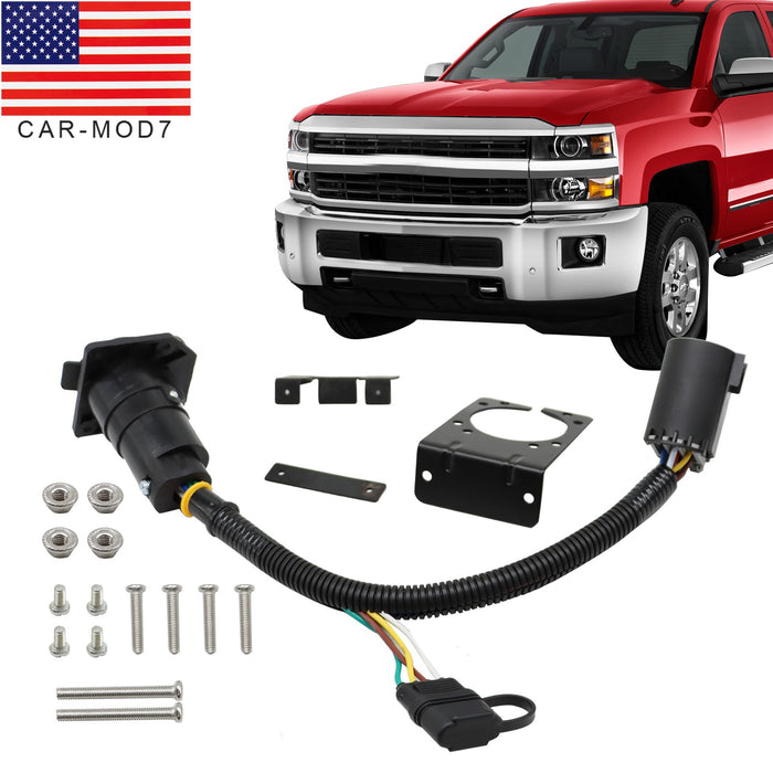 DURAFORCE 7-Way Trailer Wiring Harness & 4-Way Flat Plug Kit for Chevy Silverado 1500/2500