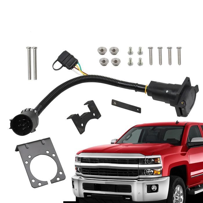 DURAFORCE 7-Way Trailer Wiring Harness & 4-Way Flat Plug Kit for Chevy Silverado 1500/2500