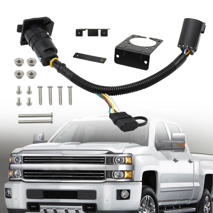 DURAFORCE 7-Way Trailer Wiring Harness & 4-Way Flat Plug Kit for Chevy Silverado 1500/2500