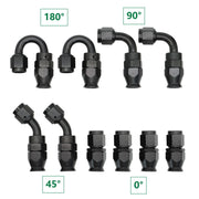 DURAFORCE 6AN Nylon E85 PTFE Fuel Line Hose Kit 20ft with 10 Fittings Black