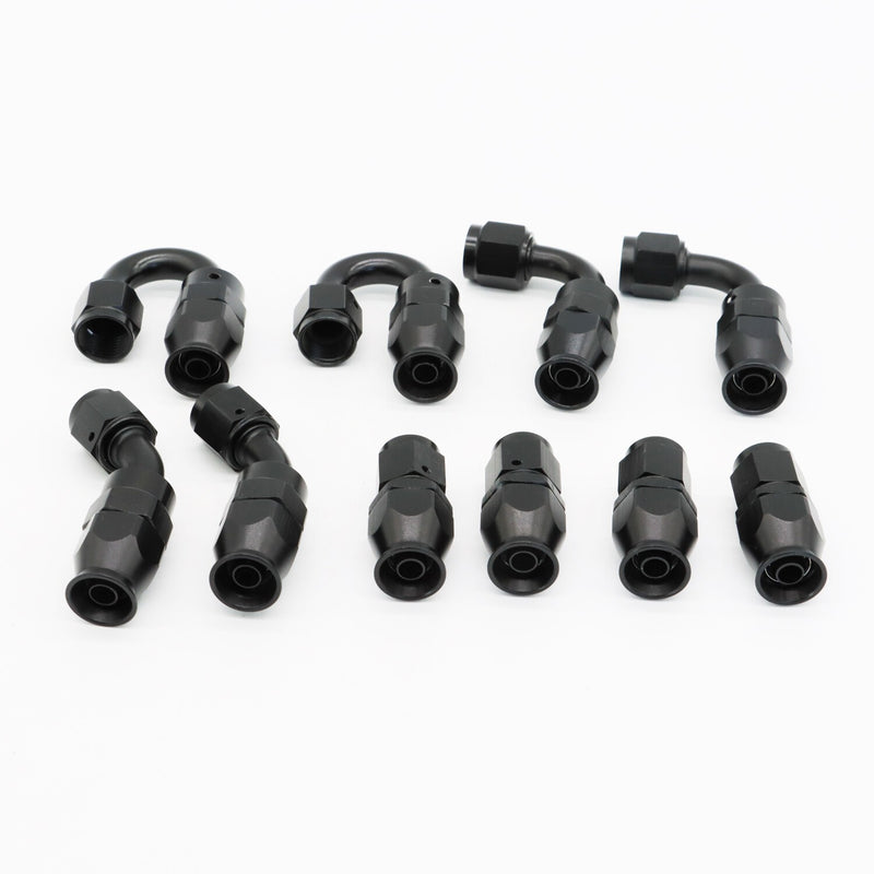 DURAFORCE 6AN Nylon E85 PTFE Fuel Line Hose Kit 20ft with 10 Fittings Black